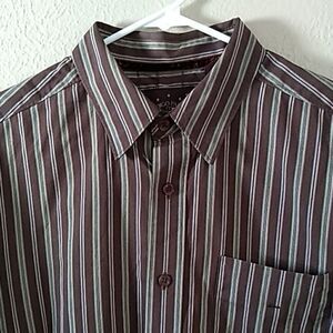 Indigo Palms Button Down Shirt Chinos Brown Stripe Top, Size XL‎